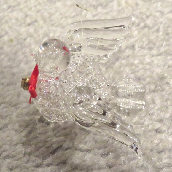 Vintage Clear Spun Glass Crystal Bird Hanging Christmas Holiday Ornament - Picture 7 of 11